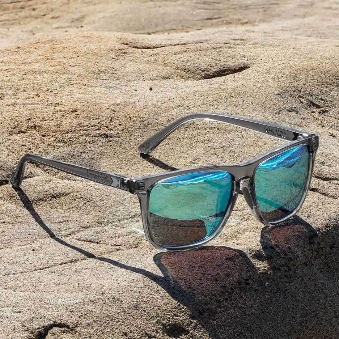 Knockaround Clear Grey/Aqua Fast Lanes Sport Sunglasses